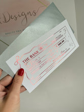 Load image into Gallery viewer, Personalised foil girly hearts gift cheque
