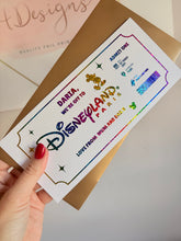 Load image into Gallery viewer, Personalised Foil Disneyland Paris Voucher Ticket