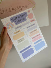 Load image into Gallery viewer, First Day in Reception Keepsake Print | Personalised School Milestone Sign | Reception Photo Prop | Back to School Gift