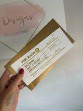 Load image into Gallery viewer, Personalised foil gift cheque