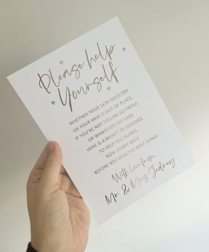 Please help yourself wedding toiletries Foil Wedding Print