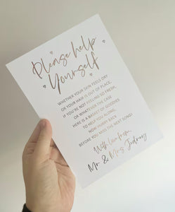 Please help yourself wedding toiletries Foil Wedding Print