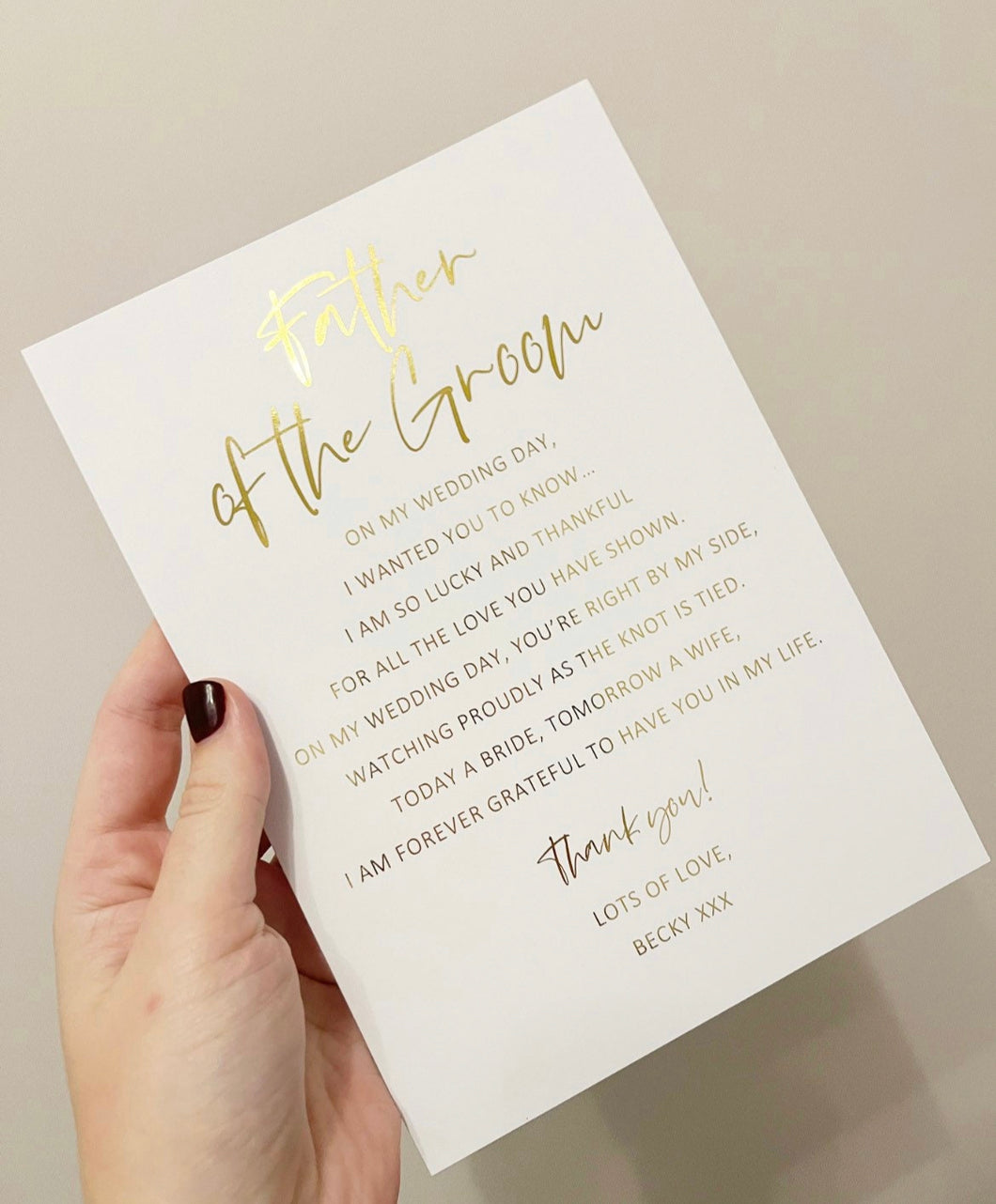 Father in Law | Father of the Groom Wedding Foil Print