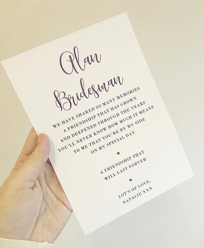 Bridesman Male Bridesmaid Foil Wedding Print