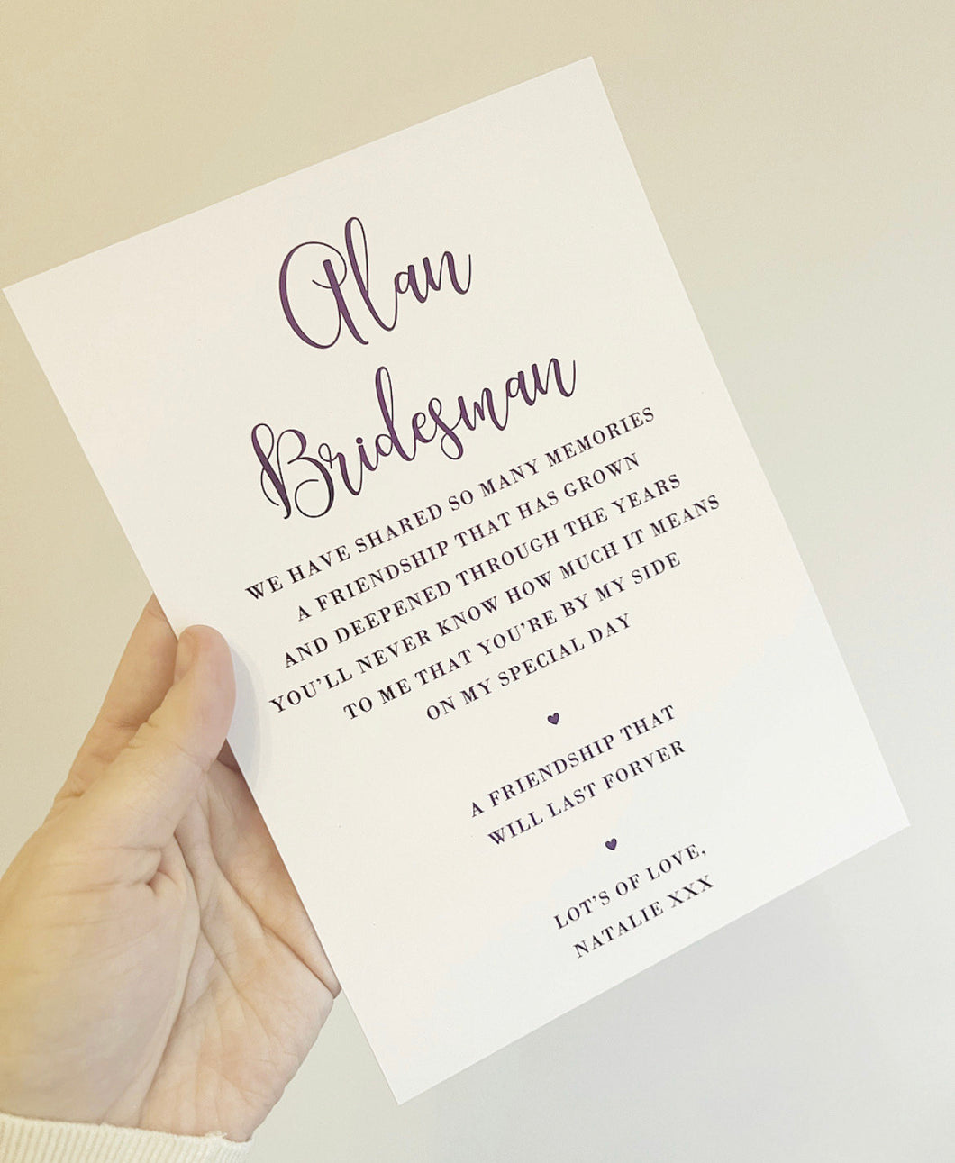 Bridesman Male Bridesmaid Foil Wedding Print
