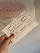 Load image into Gallery viewer, Personalised foil gift cheque