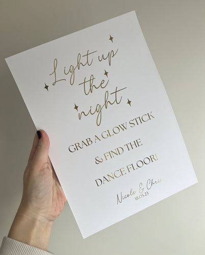 Light up the night glow stick Foil Wedding Print