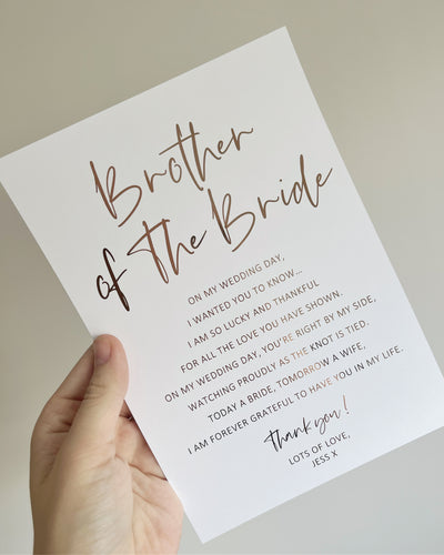 Brother of the Bride Foil Print keepsake