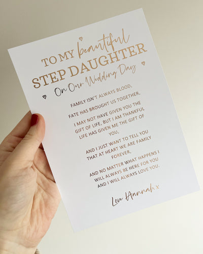 Step Daughter On Our Wedding Day Foil Print
