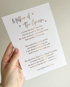 Mother of the Groom (hearts) Foil Print