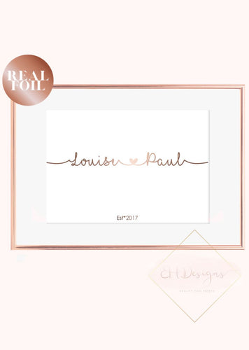 Couple names with heart print
