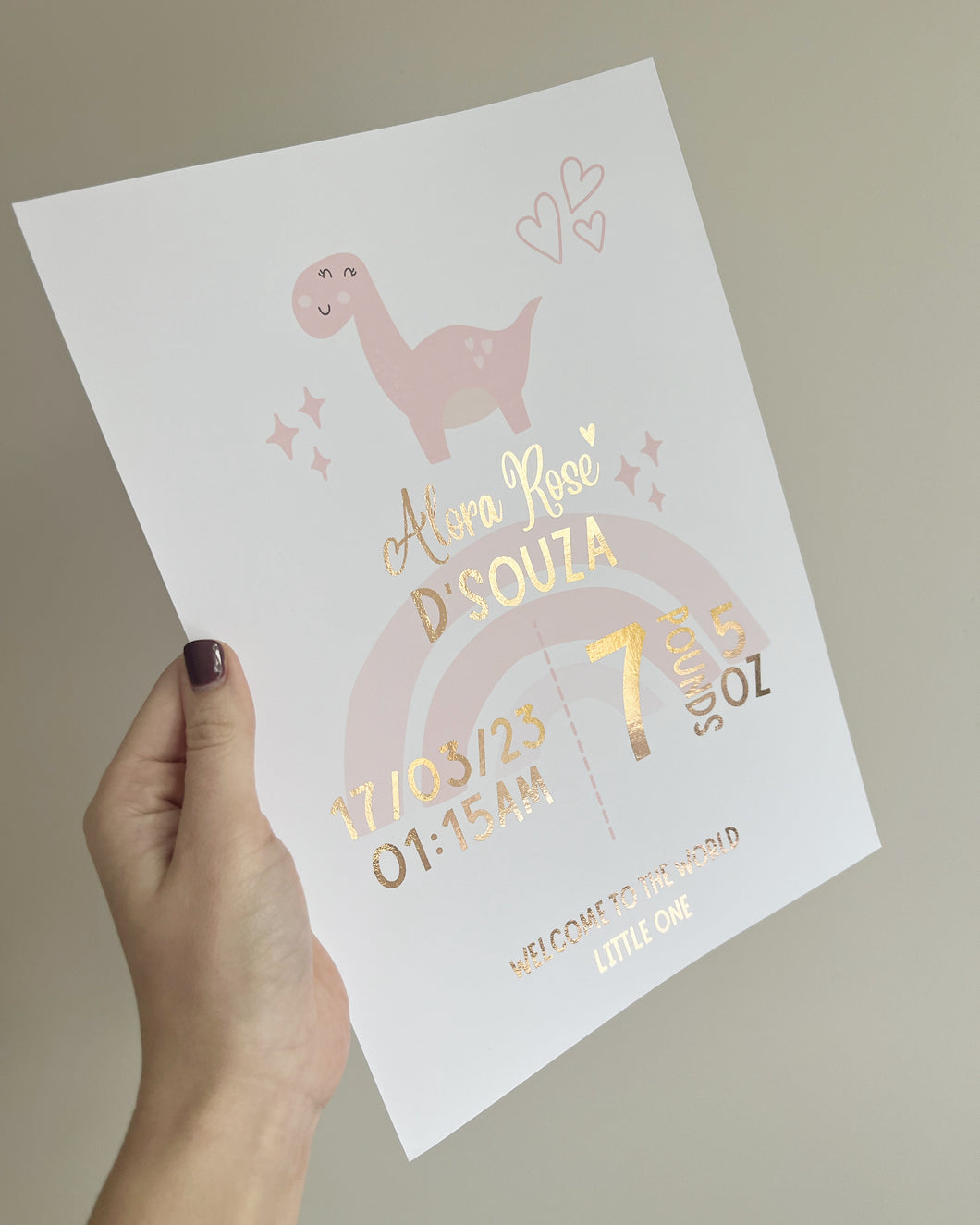 Cute Pink Dinosaur Girlie Theme Newborn Print