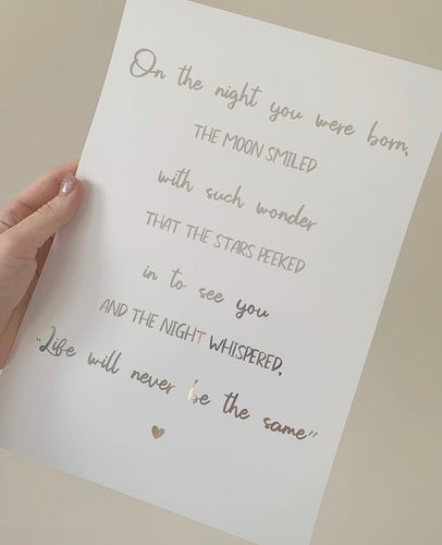 On the night you were born