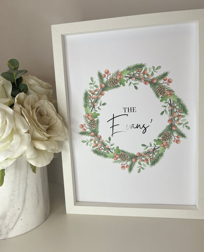 Christmas Family Wreath Print