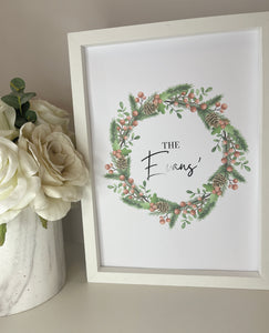 Christmas Family Wreath Print