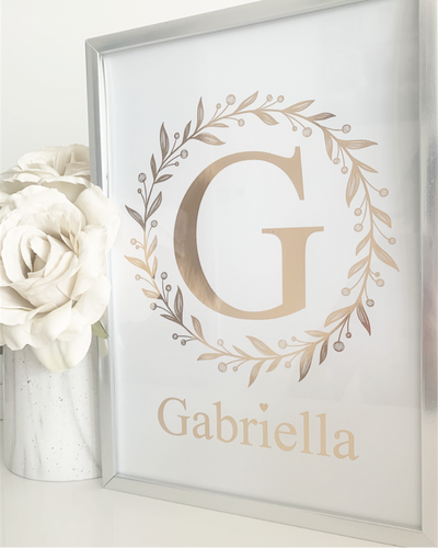 Floral Ring Initial Foil Print