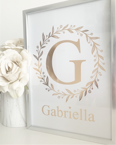 Floral Ring Initial Foil Print