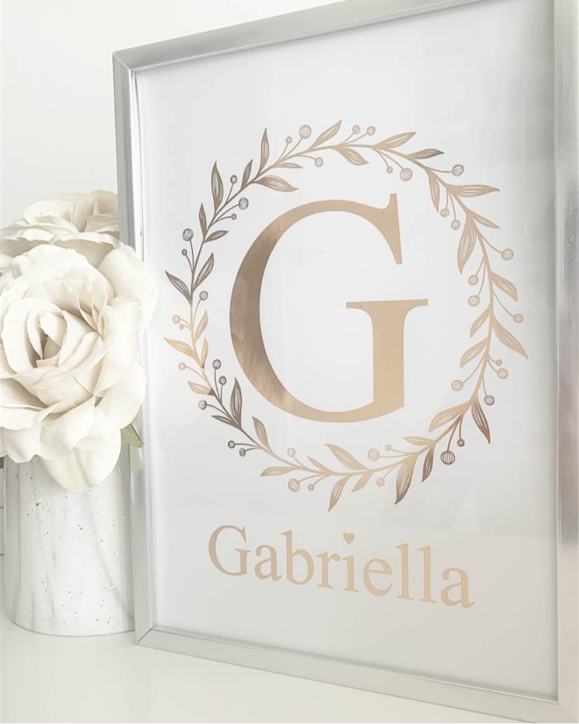 Floral Ring Initial Foil Print