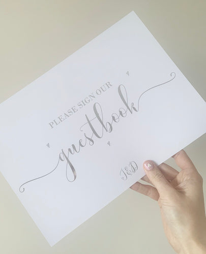 Please Sign our Guestbook hearts Foil Wedding Print