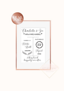 Mr & Mrs Wedding Anniversary Gift Foil Wedding Print