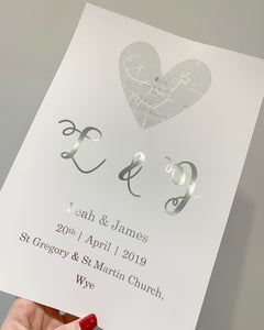 Heart Location Engagement Print