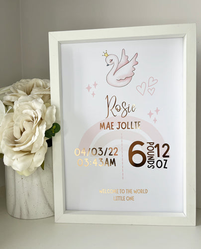 Cute Swan Theme Newborn Print