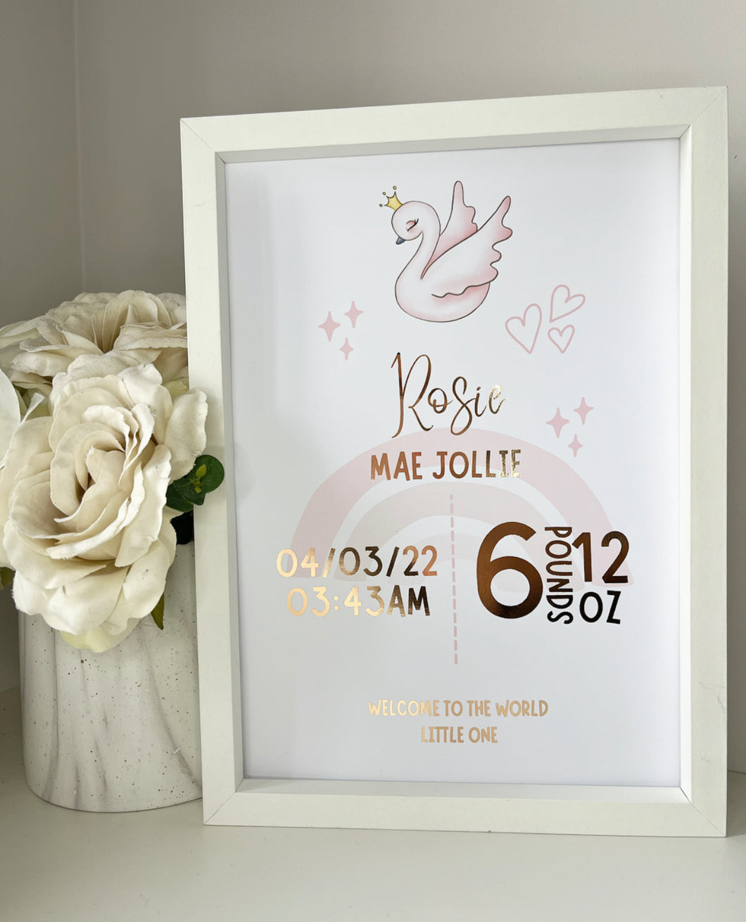 Cute Swan Theme Newborn Print