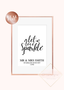 Let love sparkle Foil Wedding Print