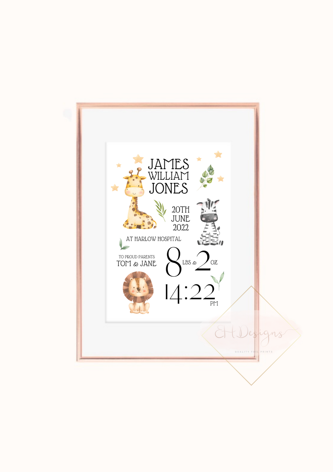 Safari Theme V2 Newborn Print