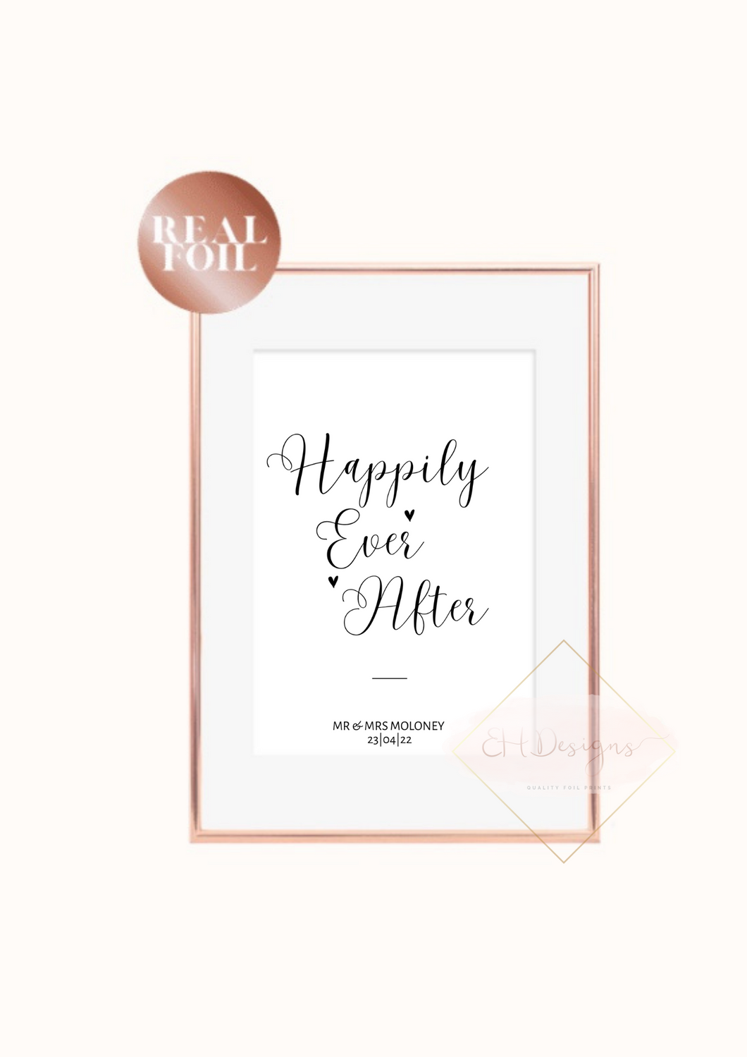 Happily ever after wedding gift Foil Wedding Print