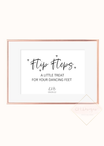 Flip Flops - a little treat for your dancing feet Foil Wedding Print - v2