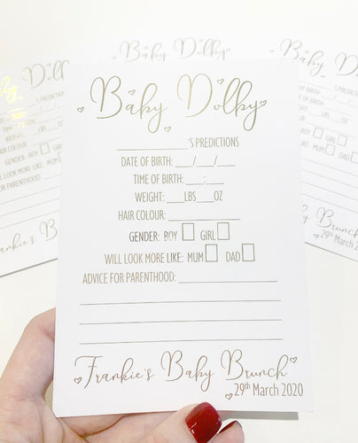 Personalised baby prediction cards