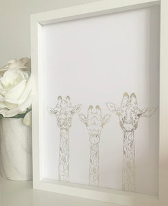 Three Giraffe Heads Print