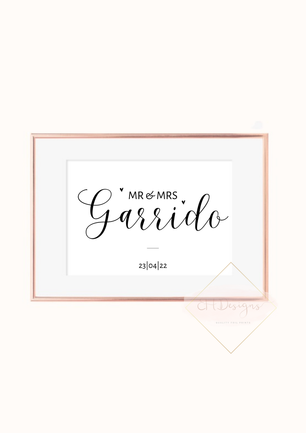 Mr & Mrs wedding gift Foil Wedding Print