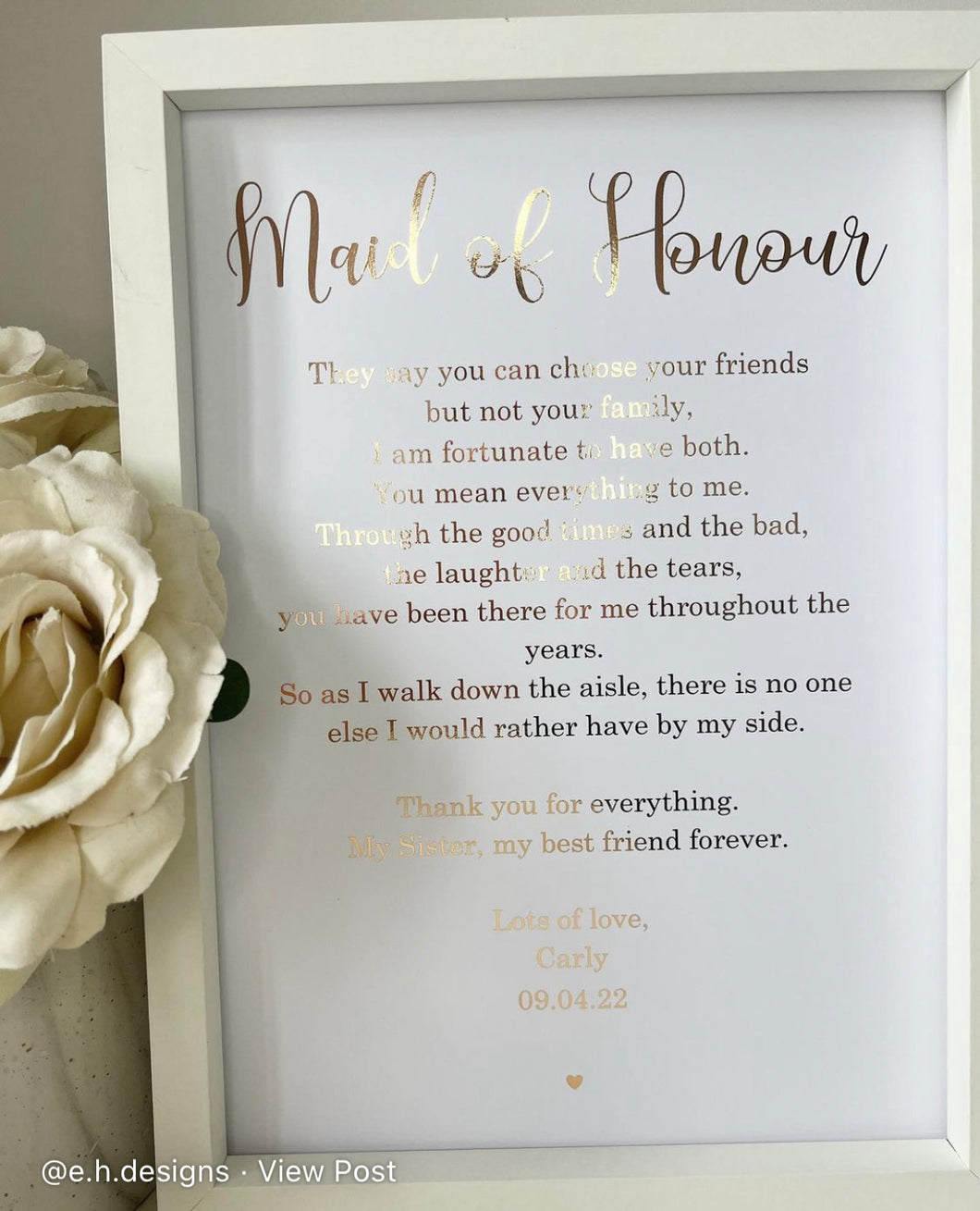 Maid of Honour Foil Print