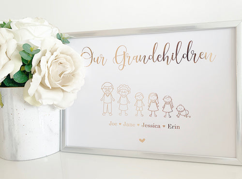 Grandchildren print with stick icons