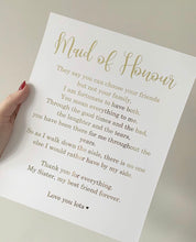 Load image into Gallery viewer, Maid of Honour Foil Print