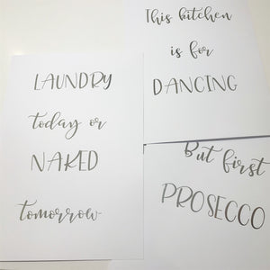 Laundry/Kitchen Prosecco Trio