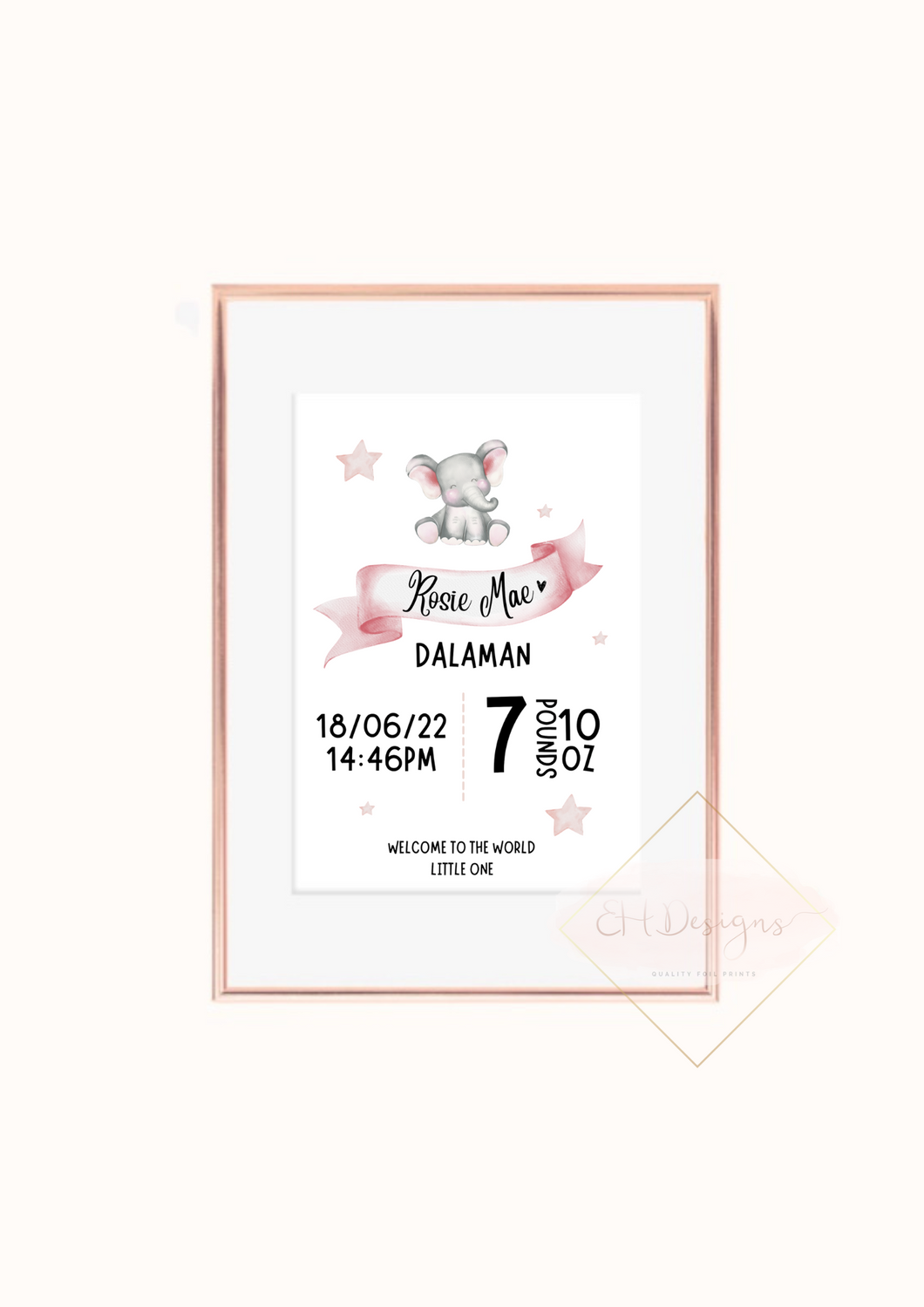 Elephant Theme Newborn Print