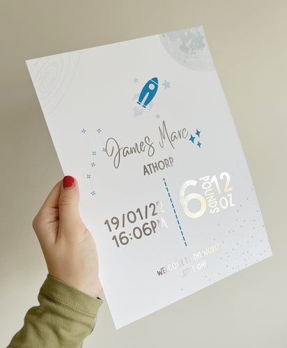 Rocket Space Theme Newborn Print