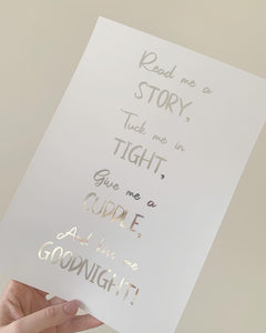 Read me a story, tuck me in tight