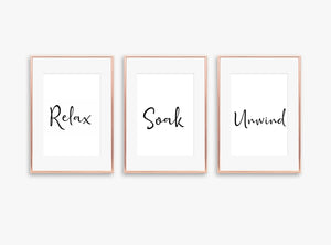 Relax Soak Unwind Bathroom Trio
